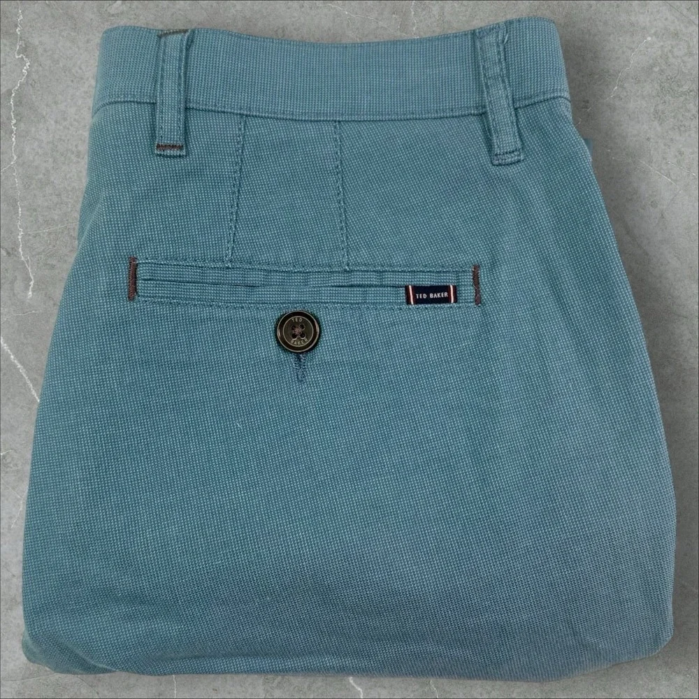 Ted Baker Chino Shorts Mens 30 Regular Blue Cotton Golf Summer Luxury Preppy